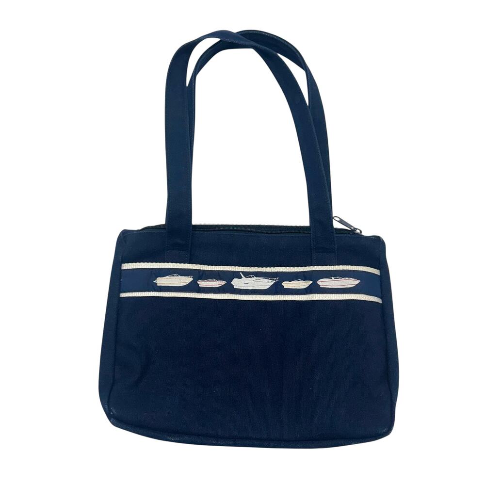 Davro Navy Canvas Nautical Boat Tote Coastal Bag USA